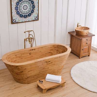 Chinese Cedar Wooden Bathtub  Portable Luxury Adult  Bathtub Supplier